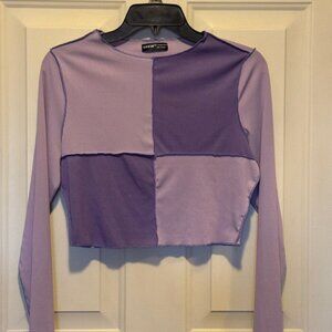 Shein Purple Long Sleeved Cropped Top sz L